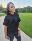 Black on Black Premium SUPPORT HBCUs T-Shirt with Chenille Patch