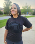 Black on Black Premium SUPPORT HBCUs T-Shirt with Chenille Patch