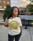 Cream Premium PROUD HBCU GRAD T-Shirt with Gold Chenille Patch