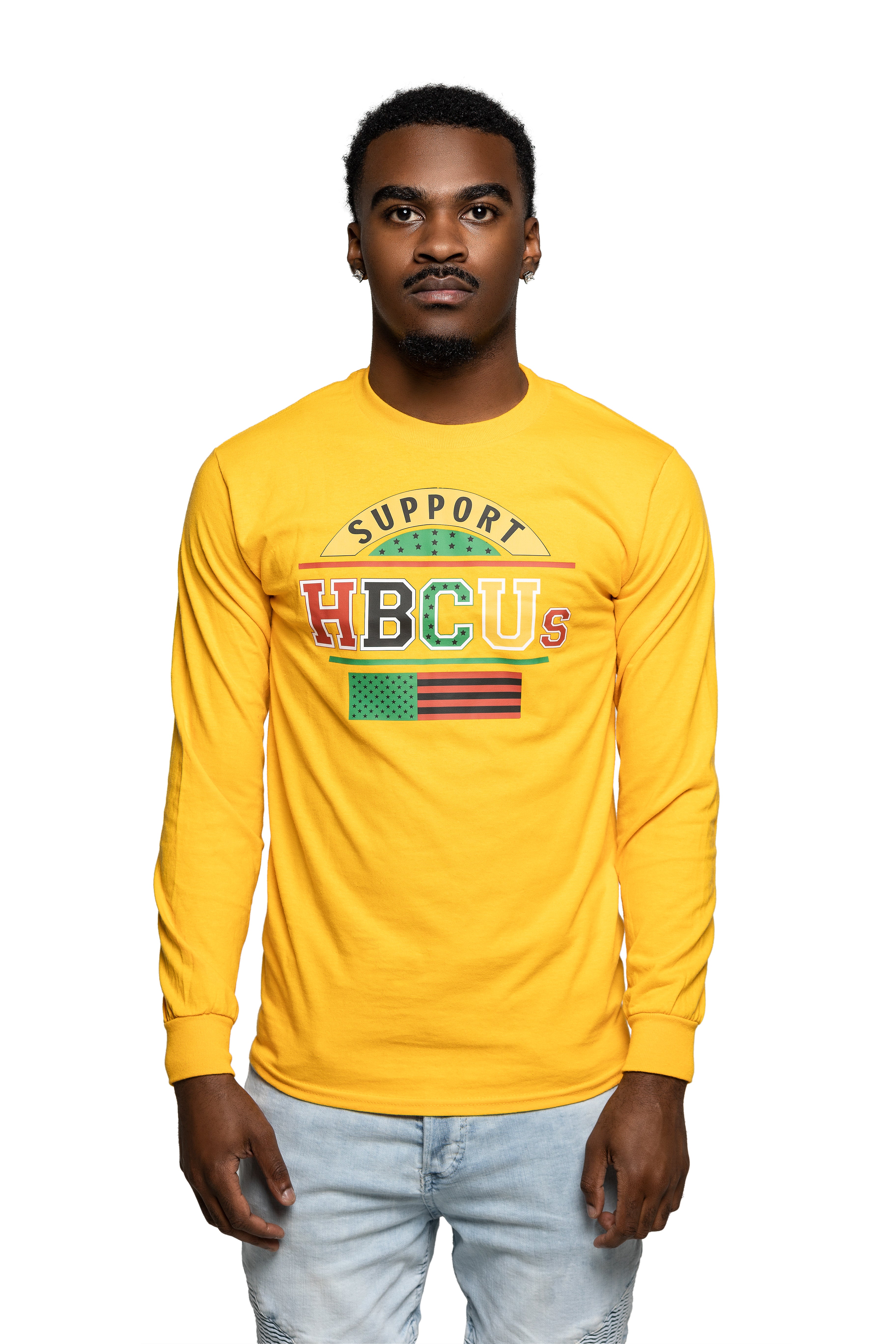 GOLD SUPPORT HBCUs LONG SLEEVES TEE – PROUD HBCU GRAD