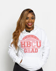 WHITE AND PINK PROUD HBCU GRAD HOODIE