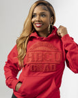 All RED hoodie PROUD HBCU hoodie. Unisex fit. Patch hand stitched.
