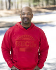 All RED hoodie PROUD HBCU hoodie. Unisex fit. Patch hand stitched.