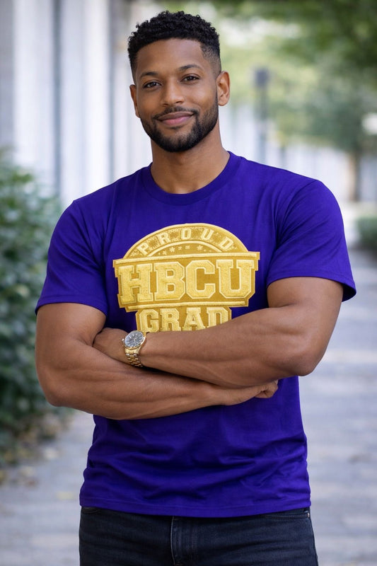 PREMIUM PURPLE &amp; GOLD PROUD HBCU GRAD CHENIELLE TEE