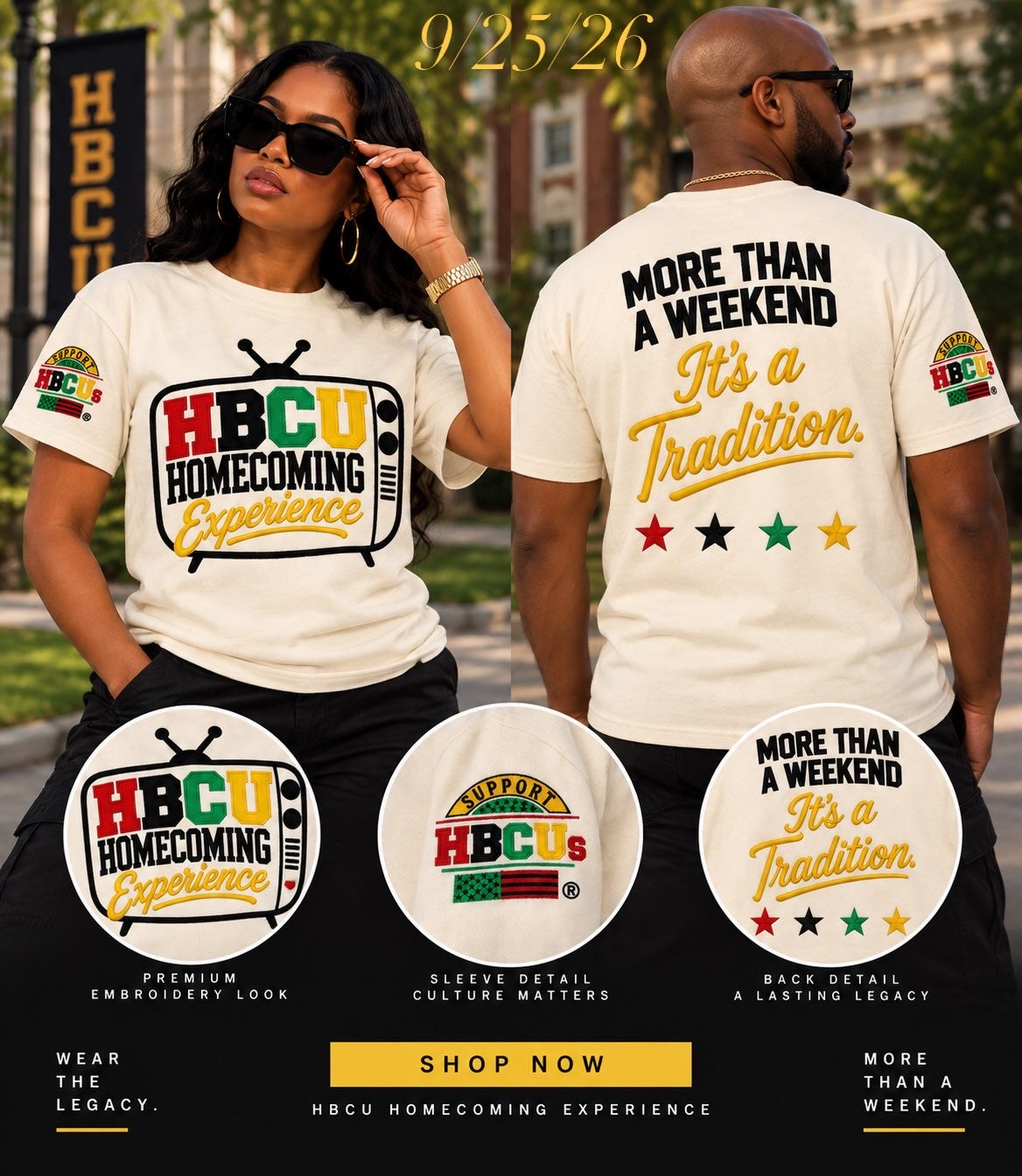 HBCU HOMECOMING EXPERIENCE | SUPPORT HBCUs PREMUIM CREAM UNISEX T-SHIRT