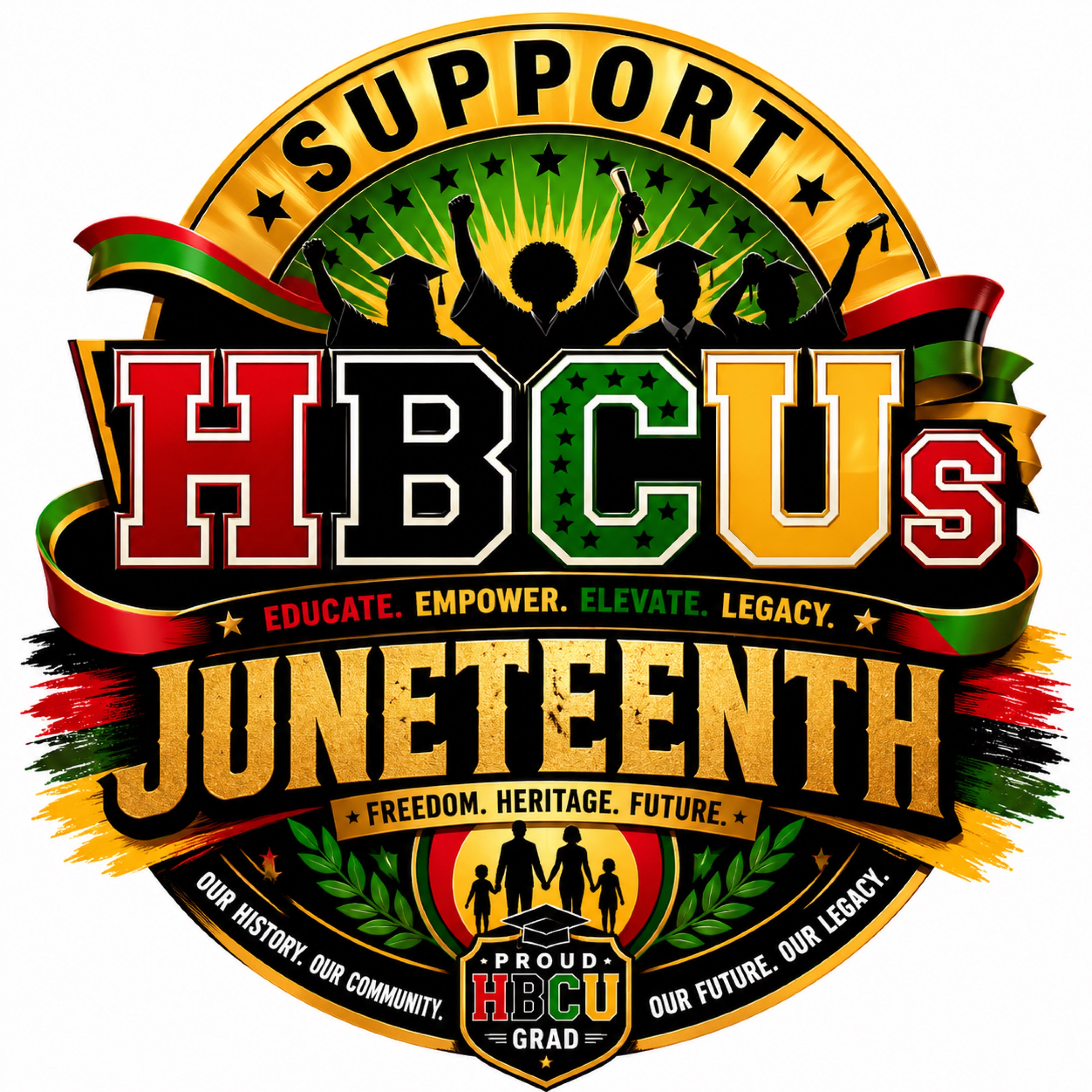 SUPPORT HBCUs JUNETEENTH EDITION UNISEX TEE (Black or White)