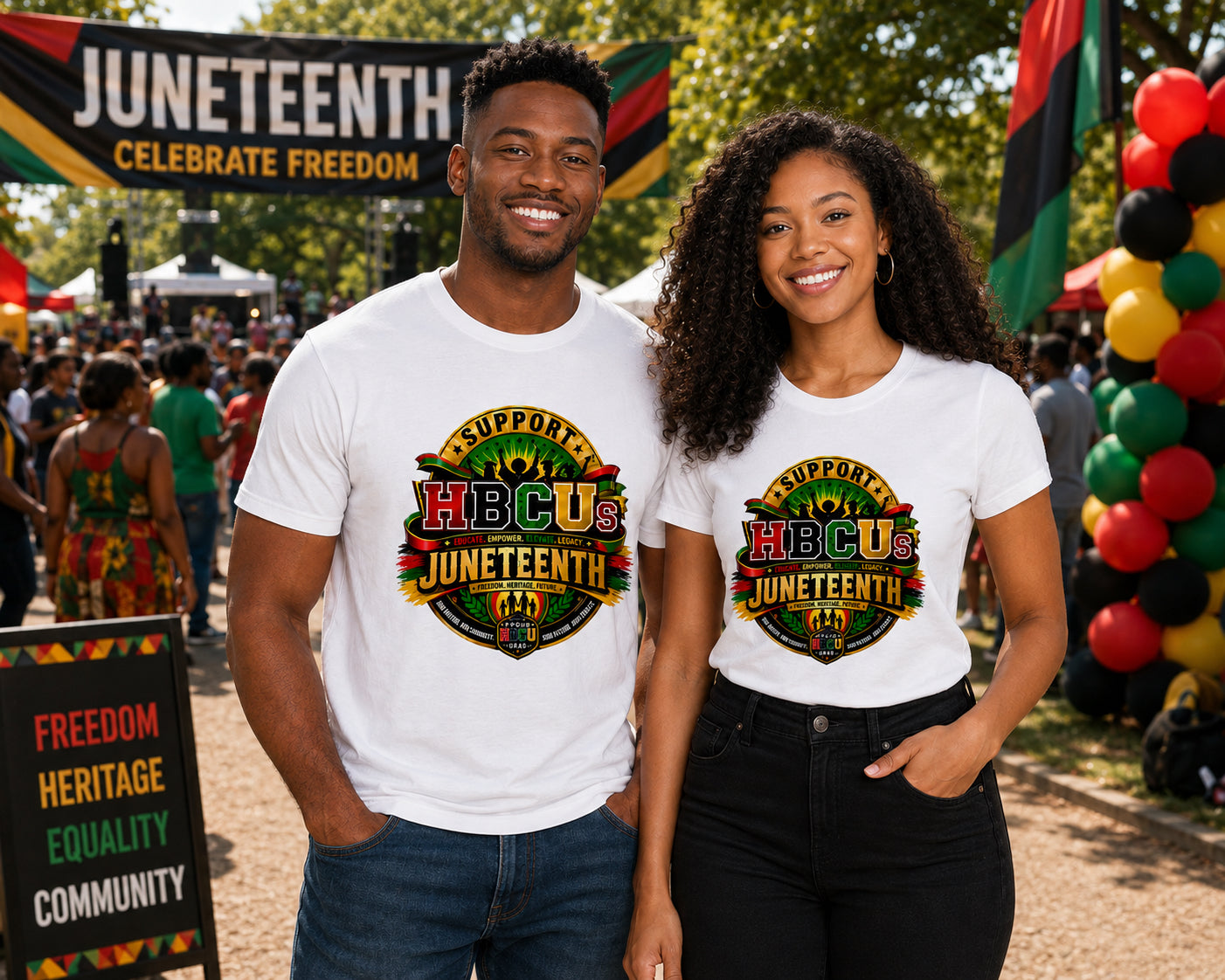 SUPPORT HBCUs JUNETEENTH EDITION UNISEX TEE (Black or White)