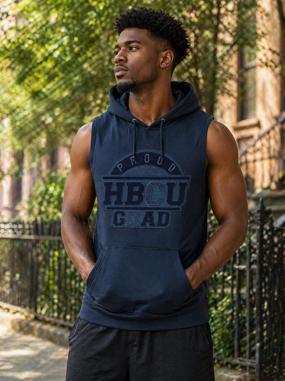 BLACK PROUD HBCU GRAD SLEEVLESS UNISEX HOODIE