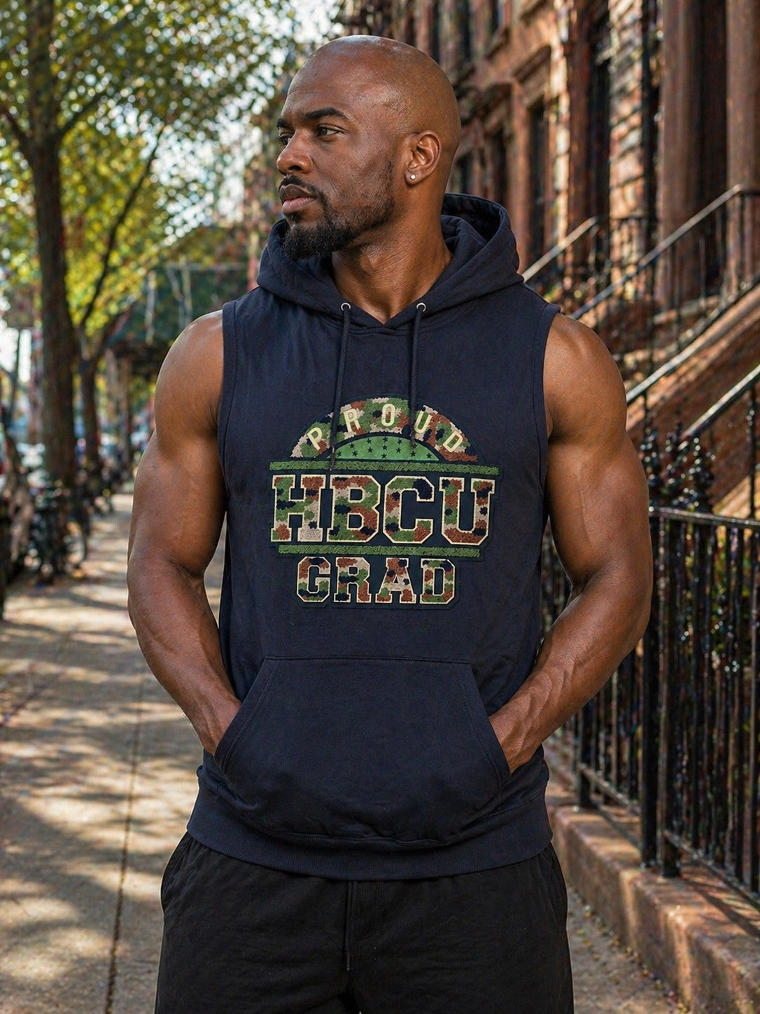 BLACK &amp; CAMO PROUD HBCU GRAD HOODIE (unisex)