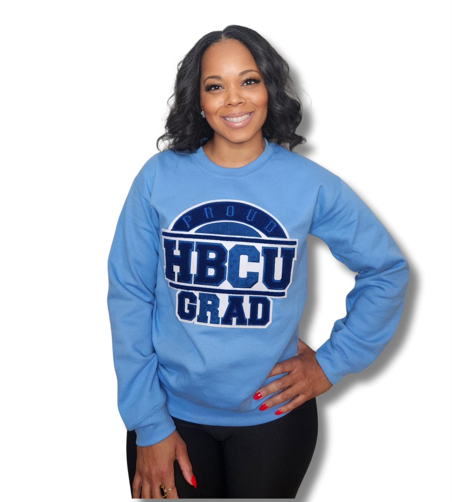 PROUD HBCU GRAD SWEATSHIRT NORTH CAROLINA BLUE COLLEGIATE INSPIRED