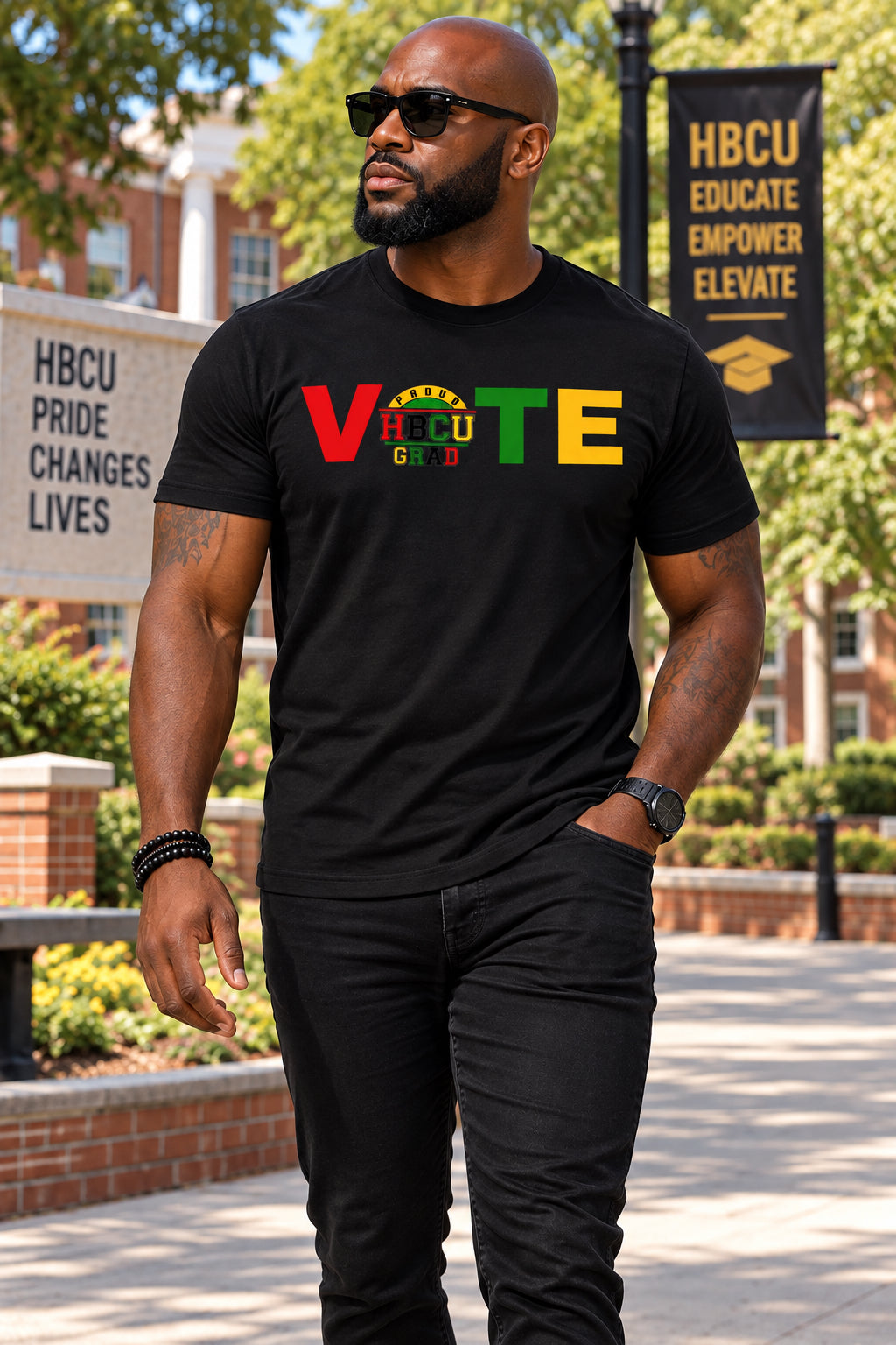 VOTE PROUD HBCU GRAD EDITION (UNISEX) BLACK T-SHIRT
