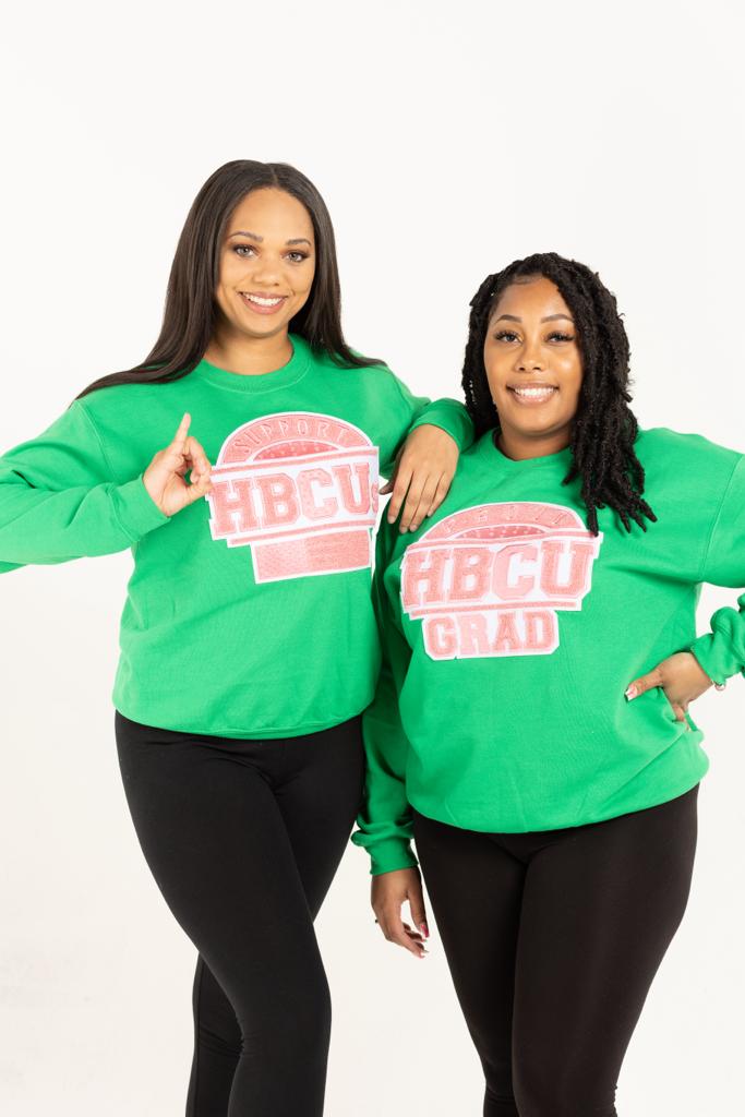 PINK AND GREEN AKA INSPIRED SUPPORT HBCUs SWEATSHIRT – PROUD HBCU GRAD