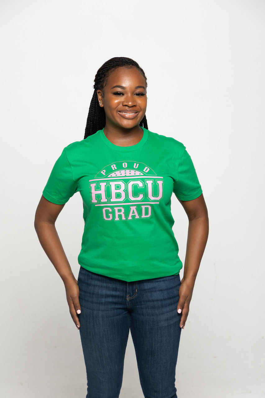 PINK AND GREEN PROUD HBCU GRAD D9 TEE